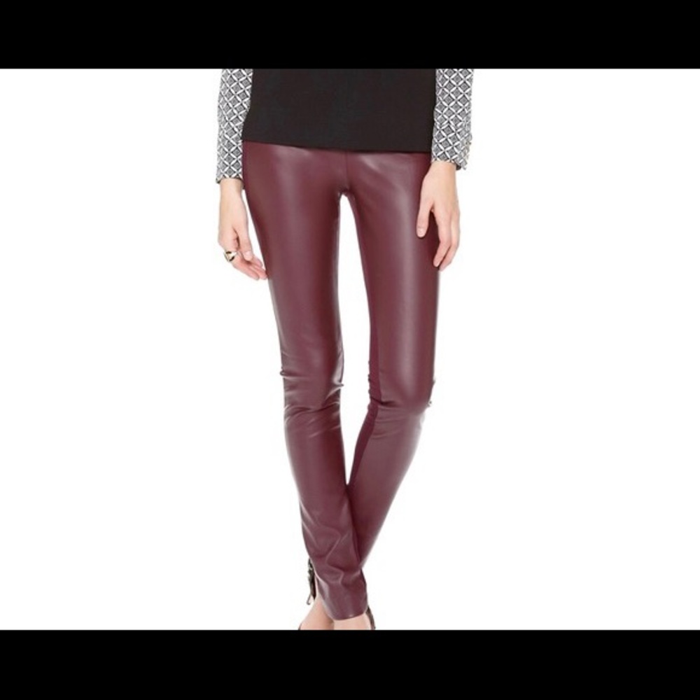 Club Monaco burgundy faux leather legging